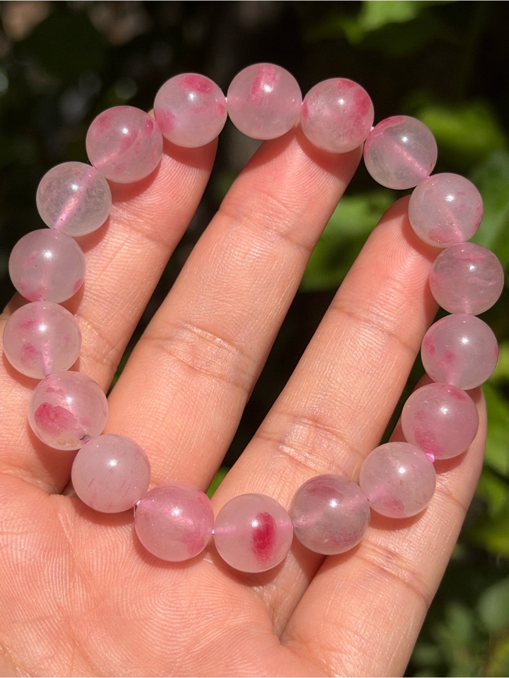 11mm Pink Ice Rhodonite Stretch Bracelet 2177